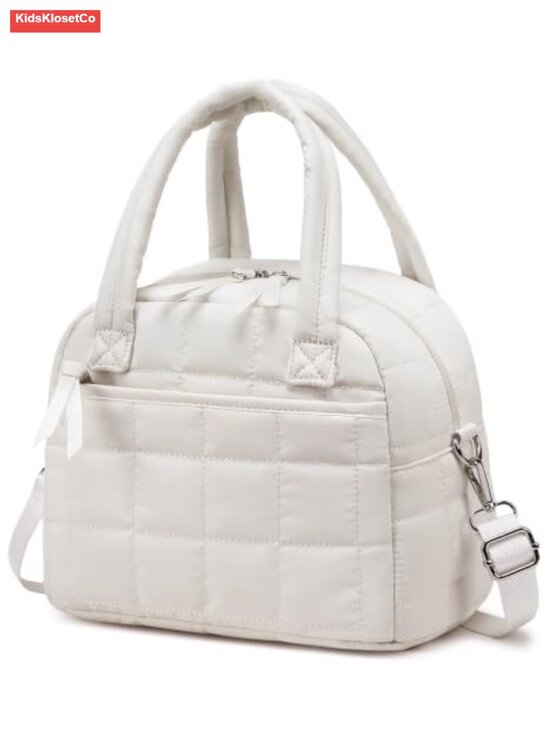 Other - Quilted Insulated Lunch Bag Water-Resistant Puffy Tote Adjustable Strap